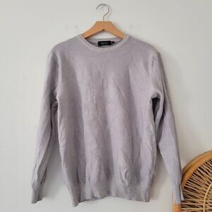 Bugatchi 100% Extrafine Merino Wool Knit Sweater Light Gray Large